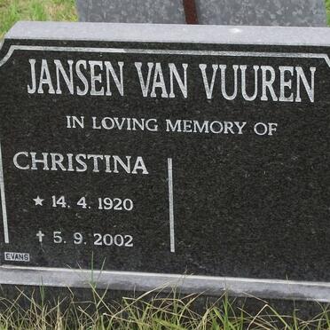 VUUREN Christina, jansen van 1920-2002