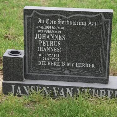 VUUREN Johannes Petrus, jansen van 1945-2002