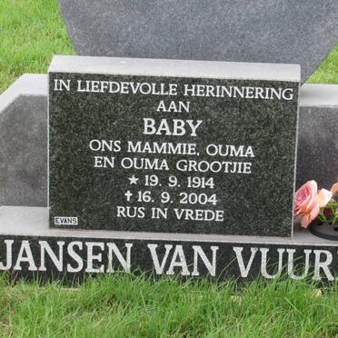 VUUREN Hester M., jansen van 1914-2004