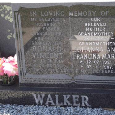 WALKER Ronald Vincent 1914-1987 &amp; Johanna Francina Maria 1921-1987