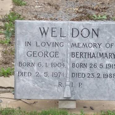 WELDON George 1904-1974 &amp; Bertha 1915-1988