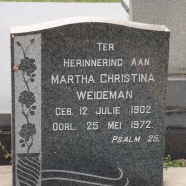 WEIDEMAN Martha Christina 1902-1972