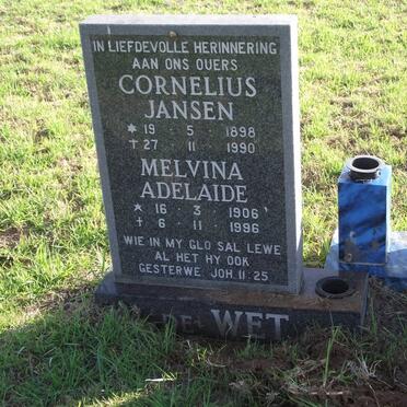 WET Cornelius Jansen, de 1898-1990 &amp; Melvina Adelaide 1906-1996