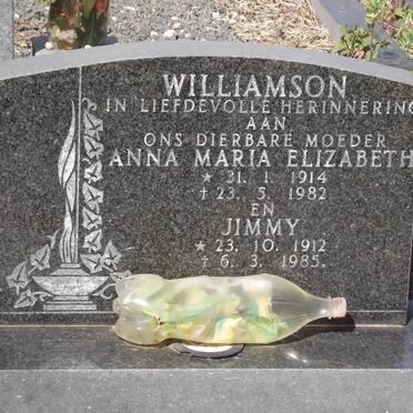 WILLIAMSON Jimmy 1912-1985 &amp; Anna Maria Elizabeth 1914-1982