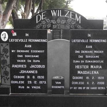 WILZEM Andries Jacobus Johannes, de 1926-1973 &amp; Hester Maria Magdalena 1928-2006