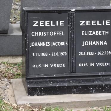 ZEELIE Christoffel Johannes Jacobus 1933-1970 &amp; Elizabeth Johanna 1933-1986