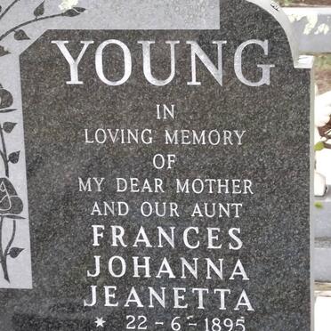 YOUNG Frances Johanna Jeanetta 1895-1974