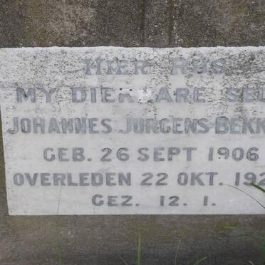 BEKKER Johannes Jurgens 1906-1926