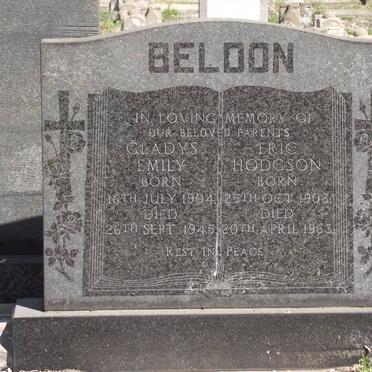 BELDON Eric Hodgson 1903-1963 &amp; Gladys Emily 1904-1945