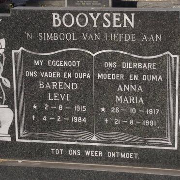 BOOYSEN Barend Levi 1915-1984 &amp; Anna Maria 1917-1991