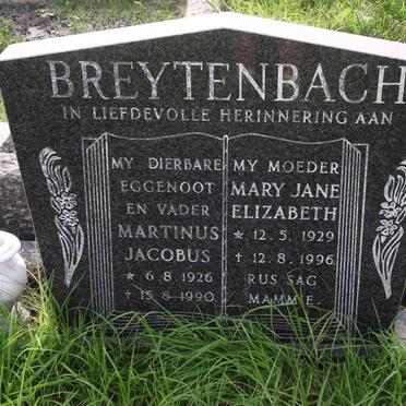 BREYTENBACH Marthinus Jacobus 1926-1990 &amp; Mary Jane Elizabeth 1929-1996