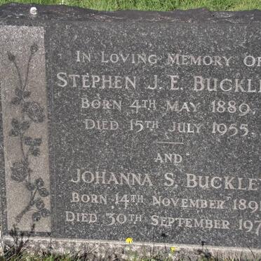 BUCKLEY Stephen J.E. 1889-1955 &amp; Johanna S. 1891-1970
