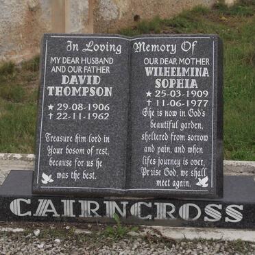 CAIRNCROSS David Thompson 1906-1962 &amp; Wilhelmina Sophia 1909-1977