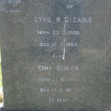 CADLE Cyril N.C. 1905-1959 &amp; Edna Doreen 1907-1977