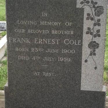 COLE Frank Ernest 1900-1959