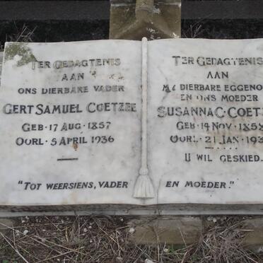 COETZEE Gert Samuel 1857-1936 &amp; Susanna C. 1858-1934