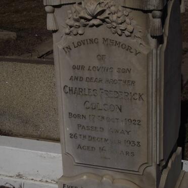 COLSON Charles Frederick 1922-1938