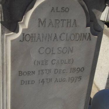 COLSON Martha Johanna Clodina nee CADLE 1890-1975