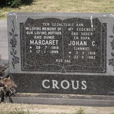 CROUS Margaret 1916-1999 &amp; Johan C. 1918-1982