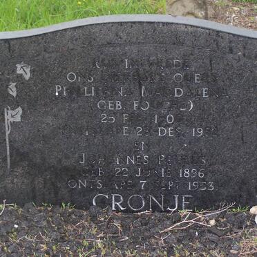 CRONJE Johannus Petrus 1896-1953 &amp; Phillippina Magdalena FOUCHE 1900-1952