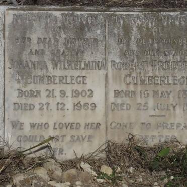 CUMBERLEGE Robert Frederick 1883-1938 &amp; Johanna Wilhelmina 1902-1969