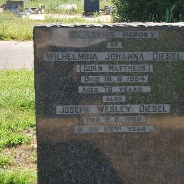 DIESEL Joseph Wesley -1956 &amp; Wilhelmina Johanna MATTHEUS -1954