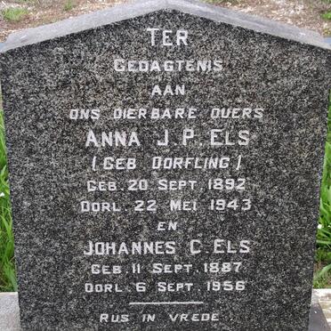 ELS Johannes C. 1887-1956 &amp; Anna J.P. DORFLING 1892-1943
