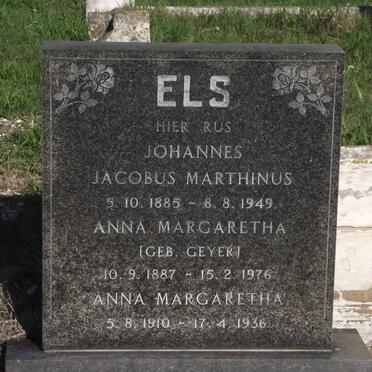 ELS Johannes Jacobus Marthinus 1885-1949 &amp; Anna Margaretha GEYER 1887-1976