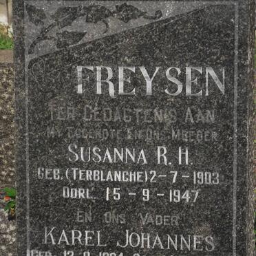 FREYSEN Susanna R.H. TERBLANCHE 1903-1947 &amp; Karel Johannes 1904-1969