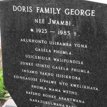 GEORGE Doris Family nee JWAMBI 1925-1985