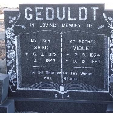 GEDULDT Isaac 1922-1943 :: GEDULDT Violet 1874-1960