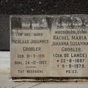 GROBLER Nicolaas Johannes 1891-1957 &amp; Rachel Maria Johanna Susanna DE LANGE 1897-1979