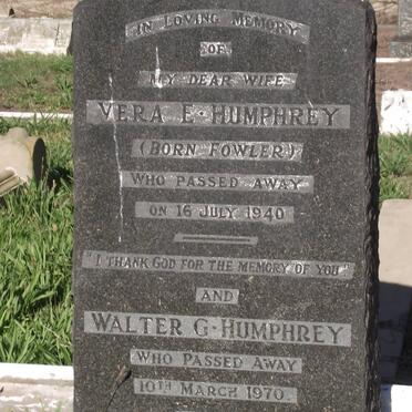 HUMPHREY Vera E. FOWLER -1940 &amp; Walter G. -1970