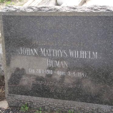 HUMAN Johan Matthys Wilhelm 1910-1947
