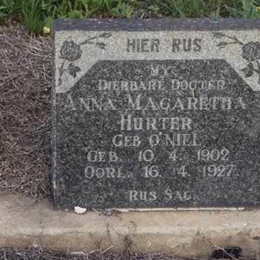 HURTER Anna Magaretha nee O'NIEL 1902-1927