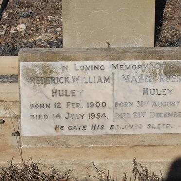 HULEY Frederick William 1900-1954 &amp; Mabel Russell 1903-1958