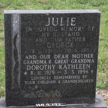 JULIE George 1919-1987 &amp; Dorothy Kathleen 1925-1996