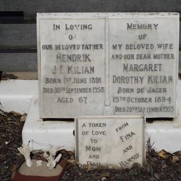 KILIAN Hendrik J.L. 1891-1958 &amp; Margaret Dorothy DE JAGER 1894-1955