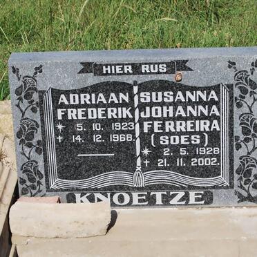 KNOETZE Adriaan Frederik 1923-1968 &amp; Susanna Johanna 1928-2002