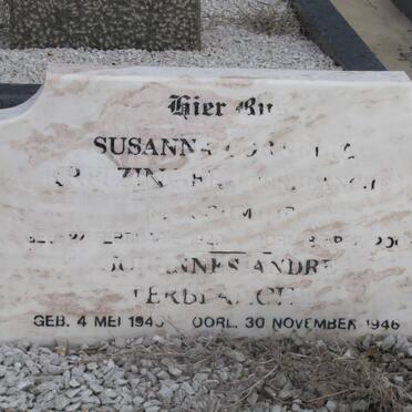 KRITZINGER Susanna Cornelia nee TERBLANCHE 1920-2003 :: TERBLANCHE Johannes Andre 1945-1946