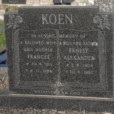 KOEN Ernest Alexander 1904-1987 &amp; Frances 1911-1984