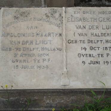 LUGT Apolonius Maarten, van der 1896-1934 &amp; Elizabeth Gerarda VAN HALDEREN 1877-1951