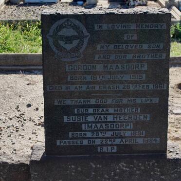 MAASDORP Gordon 1915-1961 ::HEERDEN Susie, van formerly MAASDORP 1891-1984