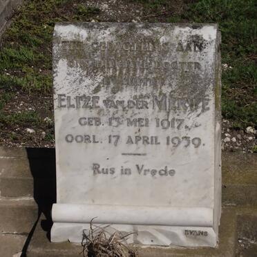 MERWE Elize, van der 1917-1939