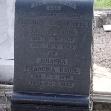 NAUDE Theunis Christoffel Jakobus 1867-1945 &amp; Johanna Francina 1876-1954