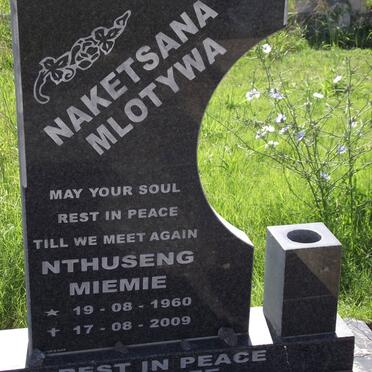NAKETSANA MLOTYWA Nthuseng Miemie 1960-2009