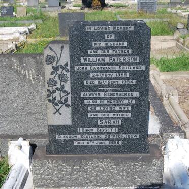 PATERSON William 1895-1954 &amp; Sarah BISSET 1894-1958