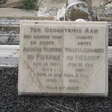 PIESANIE Andreas Hendrik, du 1928-1950 :: PIESANIE Willem Johannes, du 1917-1962