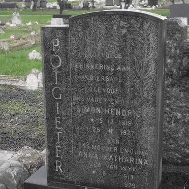 POTGIETER Simon Hendrick 1919-1977 &amp; Anna Katharina VAN WYK 1913-1979