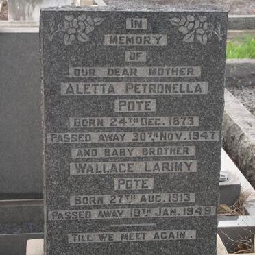 POTE Aletta Petronella 1873-1947 :: POTE Wallace Larimy 1913-1949